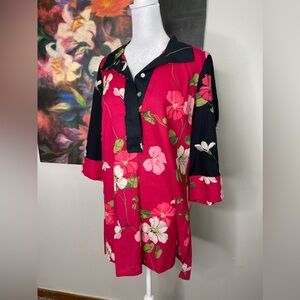 Soft Surroundings New Japanese Floral Tunic SMALL Boho Lagenlook Costal